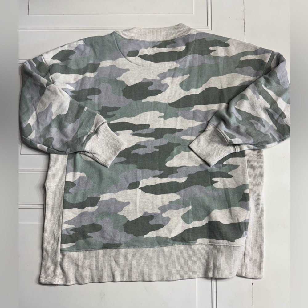Aerie Desert Camo Oversized Comfy Sweatshirt Side Split Hem Beige Tan Size Med - Picture 7 of 7